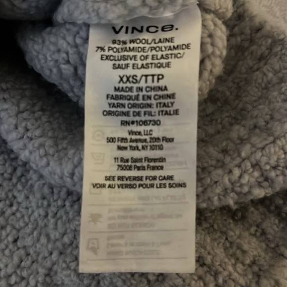 Vince Wool Blend Sweater Sz XXS - Picture 7 of 7